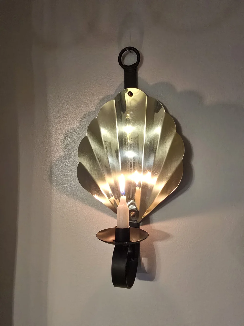 Brass Shell Wall Sconce Candle Holder - Gold
